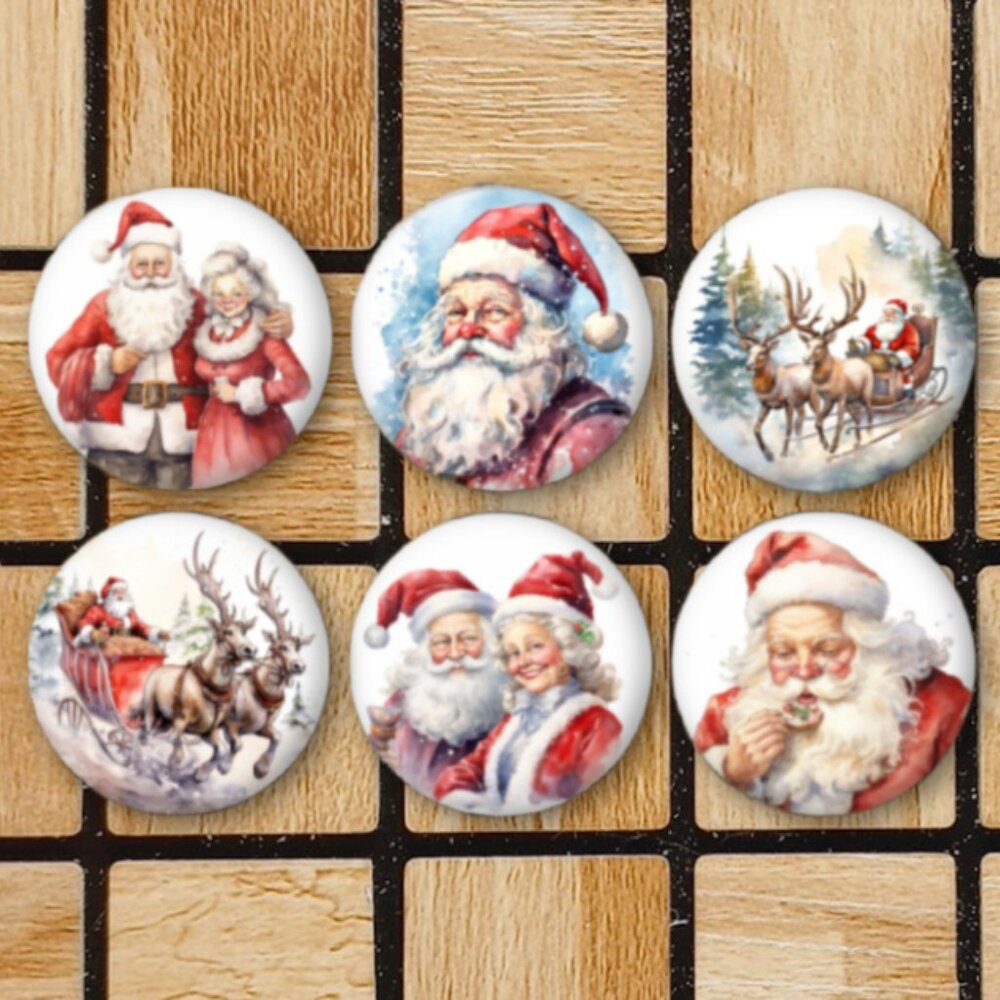 Christmas Santa Fridge Magnets Set Of 6 Metal Magnets For Home Office Kitchen